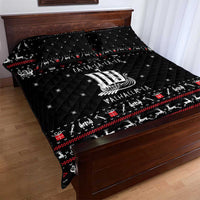 Viking Christmas Quilt Bed Set with Fa La La La La Valhalla Quote and Longship Nordic Pattern - Wonder Print Shop