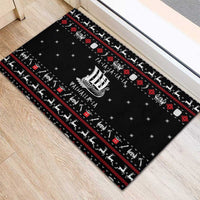 Viking Christmas Rubber Doormat with Fa La La La La Valhalla Quote and Longship Nordic Pattern - Wonder Print Shop