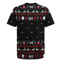 Viking Christmas Rugby Jersey with Fa La La La La Valhalla Quote and Longship Nordic Pattern - Wonder Print Shop