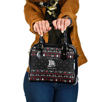 Viking Christmas Shoulder Handbag with Fa La La La La Valhalla Quote and Longship Nordic Pattern - Wonder Print Shop