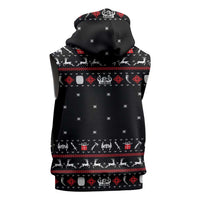 Viking Christmas Sleeveless Zip Hoodie with Fa La La La La Valhalla Quote and Longship Nordic Pattern - Wonder Print Shop