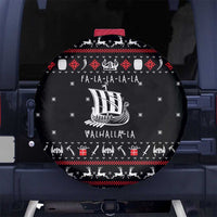 Viking Christmas Spare Tire Cover with Fa La La La La Valhalla Quote and Longship Nordic Pattern - Wonder Print Shop