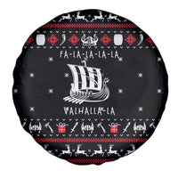 Viking Christmas Spare Tire Cover with Fa La La La La Valhalla Quote and Longship Nordic Pattern - Wonder Print Shop