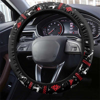 Viking Christmas Steering Wheel Cover with Fa La La La La Valhalla Quote and Longship Nordic Pattern - Wonder Print Shop