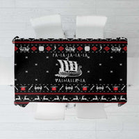 Viking Christmas Tablecloth with Fa La La La La Valhalla Quote and Longship Nordic Pattern - Wonder Print Shop