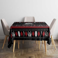 Viking Christmas Tablecloth with Fa La La La La Valhalla Quote and Longship Nordic Pattern - Wonder Print Shop