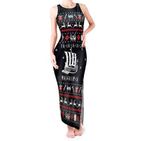 Viking Christmas Tank Maxi Dress with Fa La La La La Valhalla Quote and Longship Nordic Pattern - Wonder Print Shop