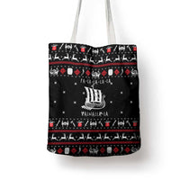Viking Christmas Tote Bag with Fa La La La La Valhalla Quote and Longship Nordic Pattern - Wonder Print Shop