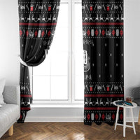 Viking Christmas Window Curtain with Fa La La La La Valhalla Quote and Longship Nordic Pattern - Wonder Print Shop