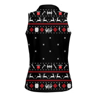 Viking Christmas Women Sleeveless Polo Shirt with Fa La La La La Valhalla Quote and Longship Nordic Pattern - Wonder Print Shop