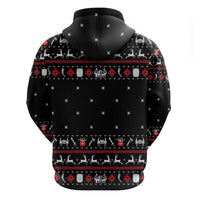 Viking Christmas Zip Hoodie with Fa La La La La Valhalla Quote and Longship Nordic Pattern - Wonder Print Shop
