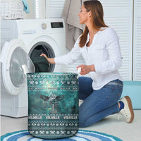 Viking Valhalla Christmas Laundry Basket with Norse Symbols Raven and Fa La La La Design - Wonder Print Shop