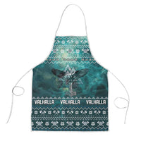 Viking Valhalla Christmas Apron with Norse Symbols Raven and Fa La La La Design - Wonder Print Shop