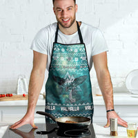 Viking Valhalla Christmas Apron with Norse Symbols Raven and Fa La La La Design - Wonder Print Shop