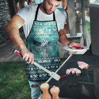 Viking Valhalla Christmas Apron with Norse Symbols Raven and Fa La La La Design - Wonder Print Shop