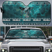 Viking Valhalla Christmas Auto Sun Shade with Norse Symbols Raven and Fa La La La Design - Wonder Print Shop
