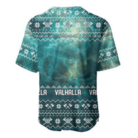Viking Valhalla Christmas Baseball Jersey with Norse Symbols Raven and Fa La La La Design - Wonder Print Shop