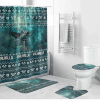 Viking Valhalla Christmas Bathroom Set with Norse Symbols Raven and Fa La La La Design - Wonder Print Shop