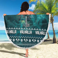Viking Valhalla Christmas Beach Blanket with Norse Symbols Raven and Fa La La La Design - Wonder Print Shop
