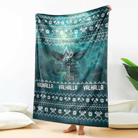 Viking Valhalla Christmas Blanket with Norse Symbols Raven and Fa La La La Design - Wonder Print Shop