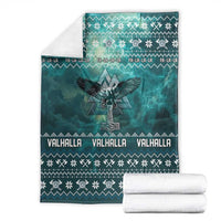 Viking Valhalla Christmas Blanket with Norse Symbols Raven and Fa La La La Design - Wonder Print Shop