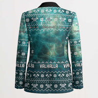 Viking Valhalla Christmas Blazer with Norse Symbols Raven and Fa La La La Design - Wonder Print Shop