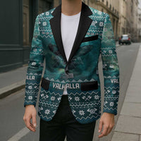 Viking Valhalla Christmas Blazer with Norse Symbols Raven and Fa La La La Design - Wonder Print Shop