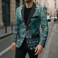 Viking Valhalla Christmas Blazer with Norse Symbols Raven and Fa La La La Design - Wonder Print Shop