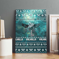 Viking Valhalla Christmas Canvas Wall Art with Norse Symbols Raven and Fa La La La Design - Wonder Print Shop