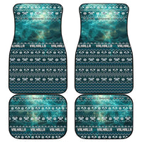 Viking Valhalla Christmas Car Mats with Norse Symbols Raven and Fa La La La Design - Wonder Print Shop