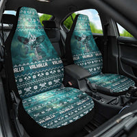 Viking Valhalla Christmas Car Seat Cover with Norse Symbols Raven and Fa La La La Design - Wonder Print Shop
