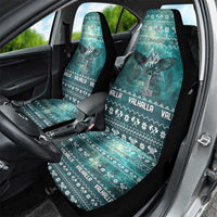 Viking Valhalla Christmas Car Seat Cover with Norse Symbols Raven and Fa La La La Design - Wonder Print Shop