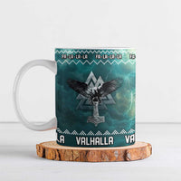 Viking Valhalla Christmas Ceramic Mug with Norse Symbols Raven and Fa La La La Design - Wonder Print Shop
