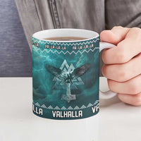 Viking Valhalla Christmas Ceramic Mug with Norse Symbols Raven and Fa La La La Design - Wonder Print Shop