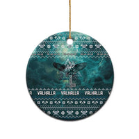 Viking Valhalla Christmas Ceramic Ornament with Norse Symbols Raven and Fa La La La Design - Wonder Print Shop