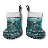 Viking Valhalla Christmas Stocking with Norse Symbols Raven and Fa La La La Design - Wonder Print Shop