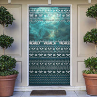 Viking Valhalla Christmas Door Cover with Norse Symbols Raven and Fa La La La Design - Wonder Print Shop