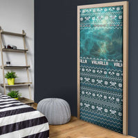 Viking Valhalla Christmas Door Cover with Norse Symbols Raven and Fa La La La Design - Wonder Print Shop