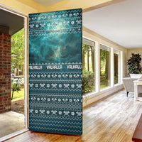 Viking Valhalla Christmas Door Cover with Norse Symbols Raven and Fa La La La Design - Wonder Print Shop
