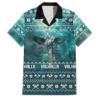 Viking Valhalla Christmas Family Matching Summer Maxi Dress and Hawaiian Shirt with Norse Symbols Raven and Fa La La La Design - Wonder Print Shop