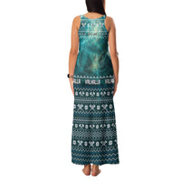 Viking Valhalla Christmas Family Matching Tank Maxi Dress and Hawaiian Shirt with Norse Symbols Raven and Fa La La La Design - Wonder Print Shop