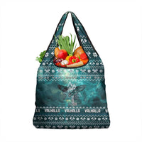 Viking Valhalla Christmas Grocery Bag with Norse Symbols Raven and Fa La La La Design - Wonder Print Shop