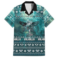 Viking Valhalla Christmas Hawaiian Shirt with Norse Symbols Raven and Fa La La La Design - Wonder Print Shop