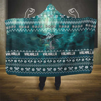Viking Valhalla Christmas Hooded Blanket with Norse Symbols Raven and Fa La La La Design - Wonder Print Shop