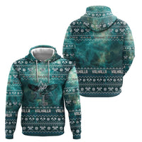 Viking Valhalla Christmas Hoodie with Norse Symbols Raven and Fa La La La Design - Wonder Print Shop