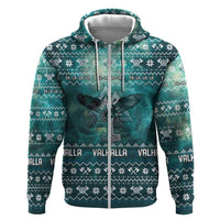 Viking Valhalla Christmas Hoodie with Norse Symbols Raven and Fa La La La Design - Wonder Print Shop