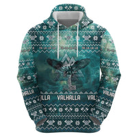 Viking Valhalla Christmas Hoodie with Norse Symbols Raven and Fa La La La Design - Wonder Print Shop