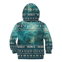 Viking Valhalla Christmas Kid Hoodie with Norse Symbols Raven and Fa La La La Design - Wonder Print Shop
