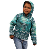 Viking Valhalla Christmas Kid Hoodie with Norse Symbols Raven and Fa La La La Design - Wonder Print Shop