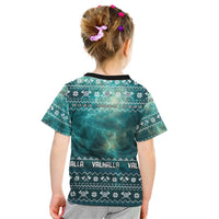 Viking Valhalla Christmas Kid T Shirt with Norse Symbols Raven and Fa La La La Design - Wonder Print Shop